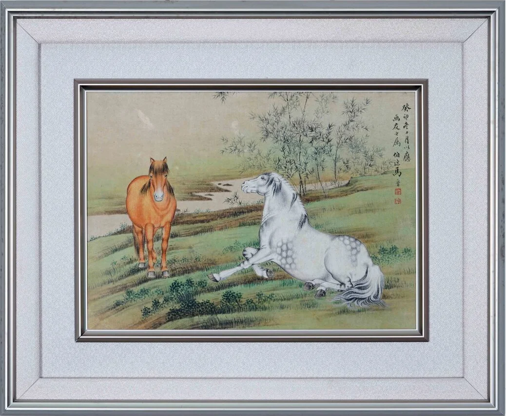 Two Horses by a Stream
